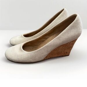 Aerosoles Cream Beige Fabric Wedge Heels Size 7 Women’s
